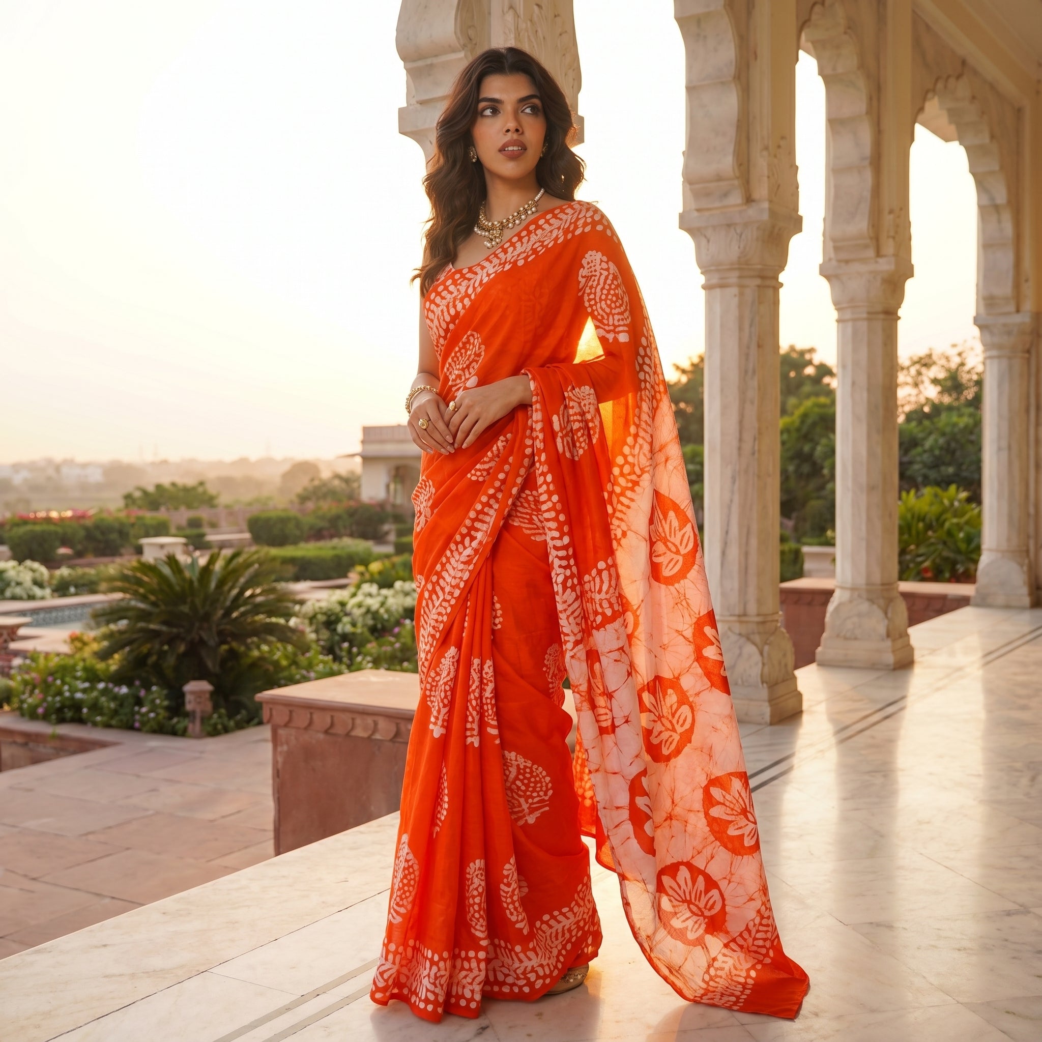 Safari Trail Mul Cotton Ready-To-Wear Pocket Saree