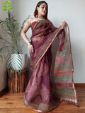 Kota Doria Hand Block Printed Saree