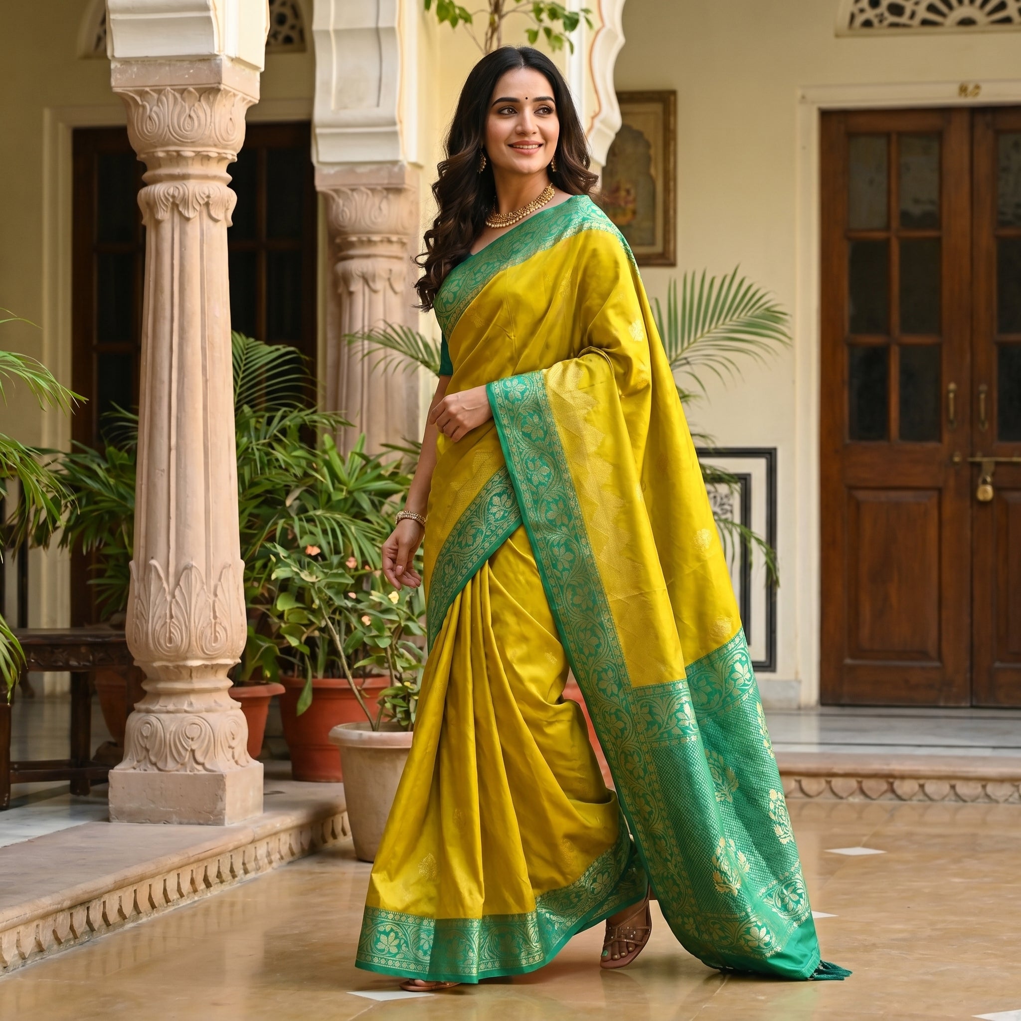 Shade & Shine Dual Tone Silk Ready To Wear Pocket Saree
