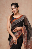 Kota Doria Hand Block Printed Saree