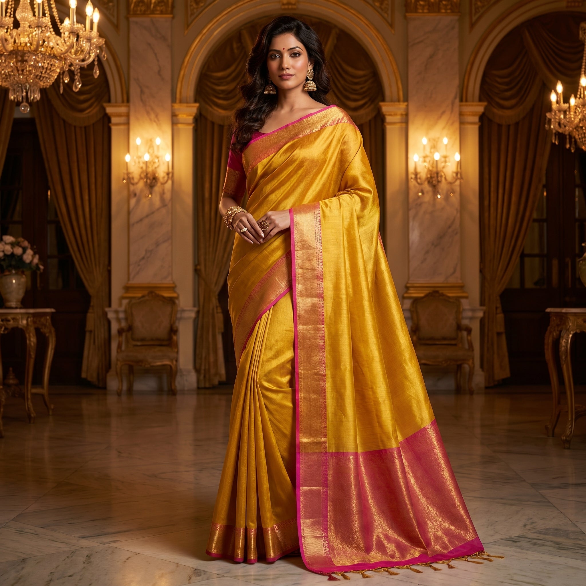Luminous Glow Tissue Silk (D) Ready To Wear Pocket Saree