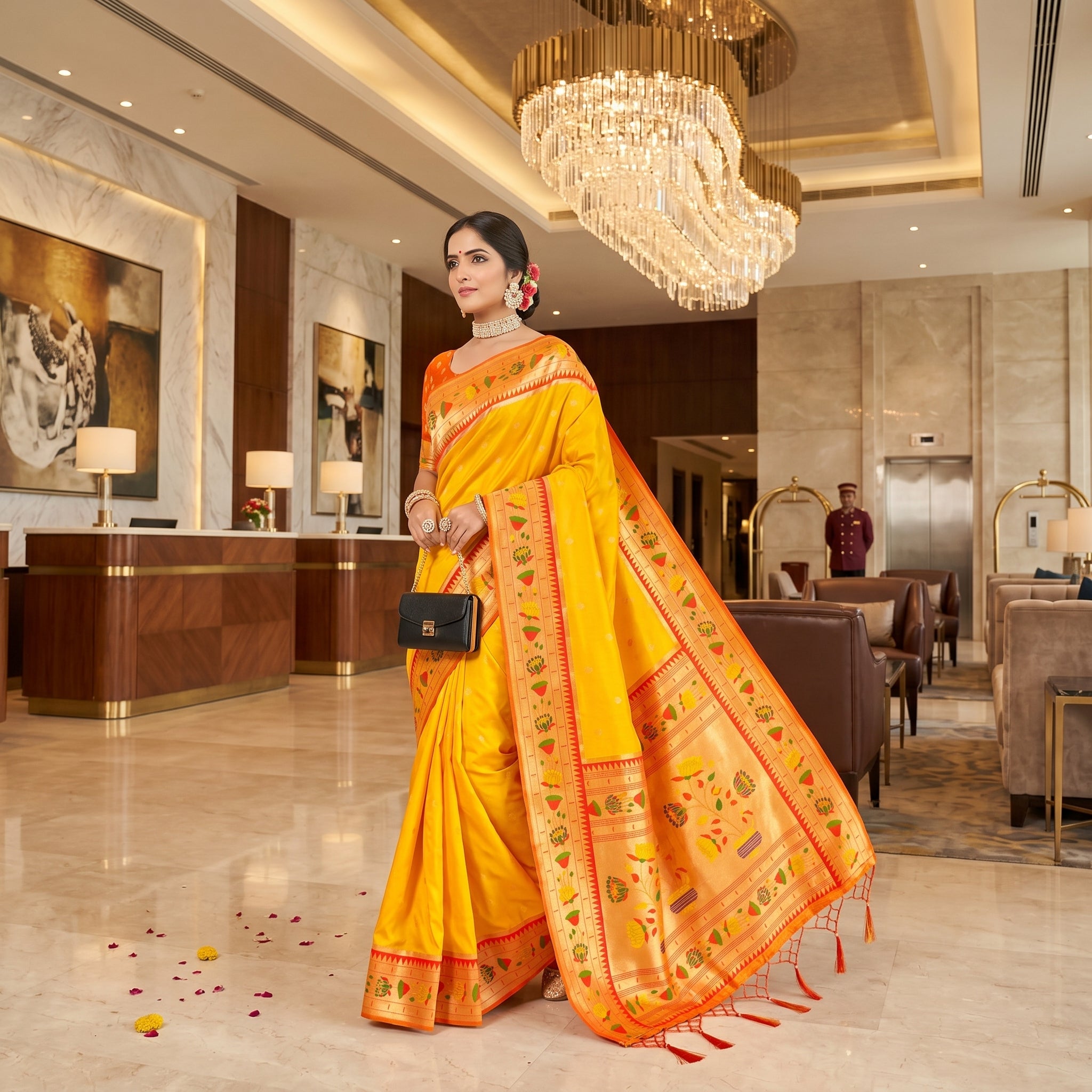 Blooming Aura Banarasi Silk (D) Ready To Wear Pocket Saree