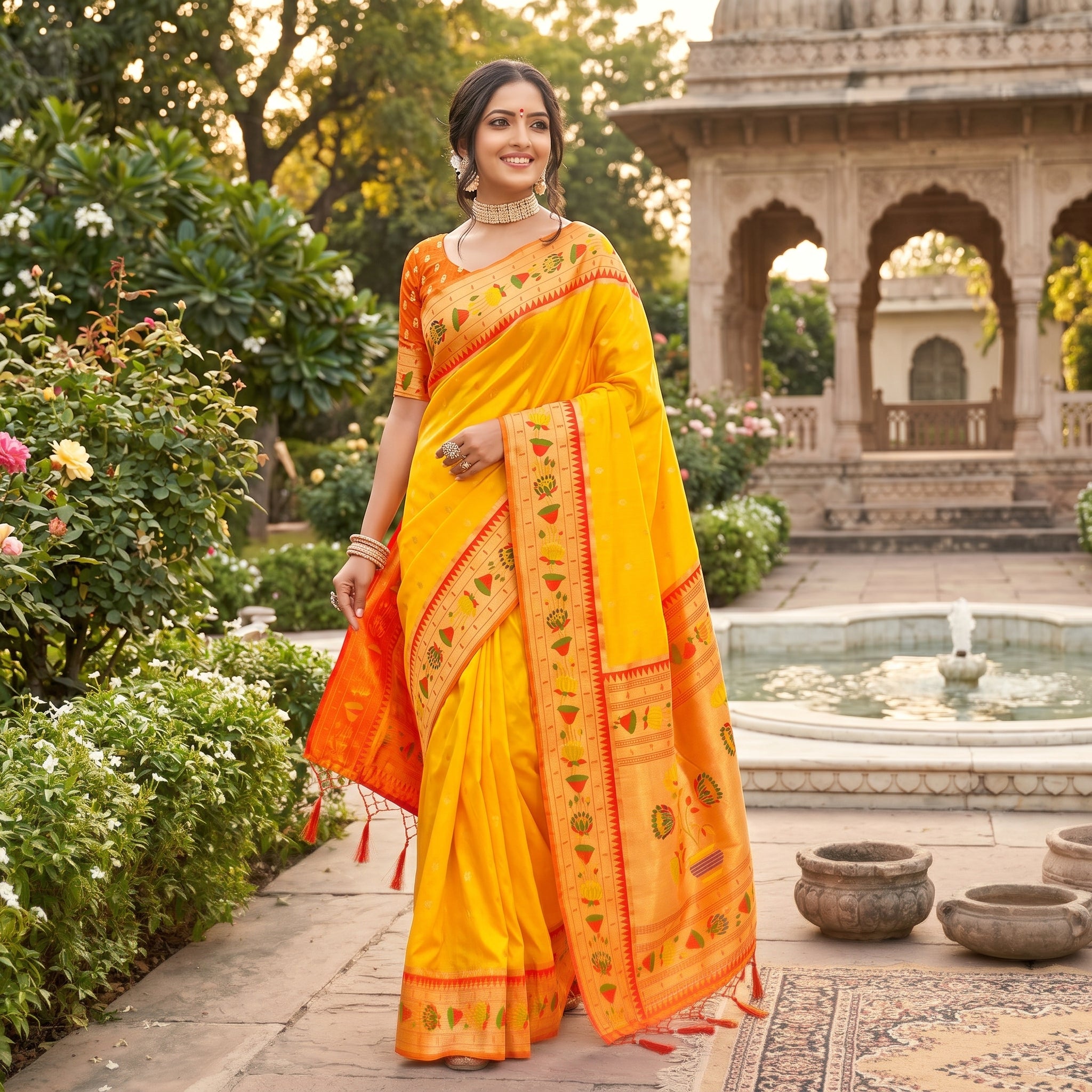 Blooming Aura Banarasi Silk (D) Ready To Wear Pocket Saree