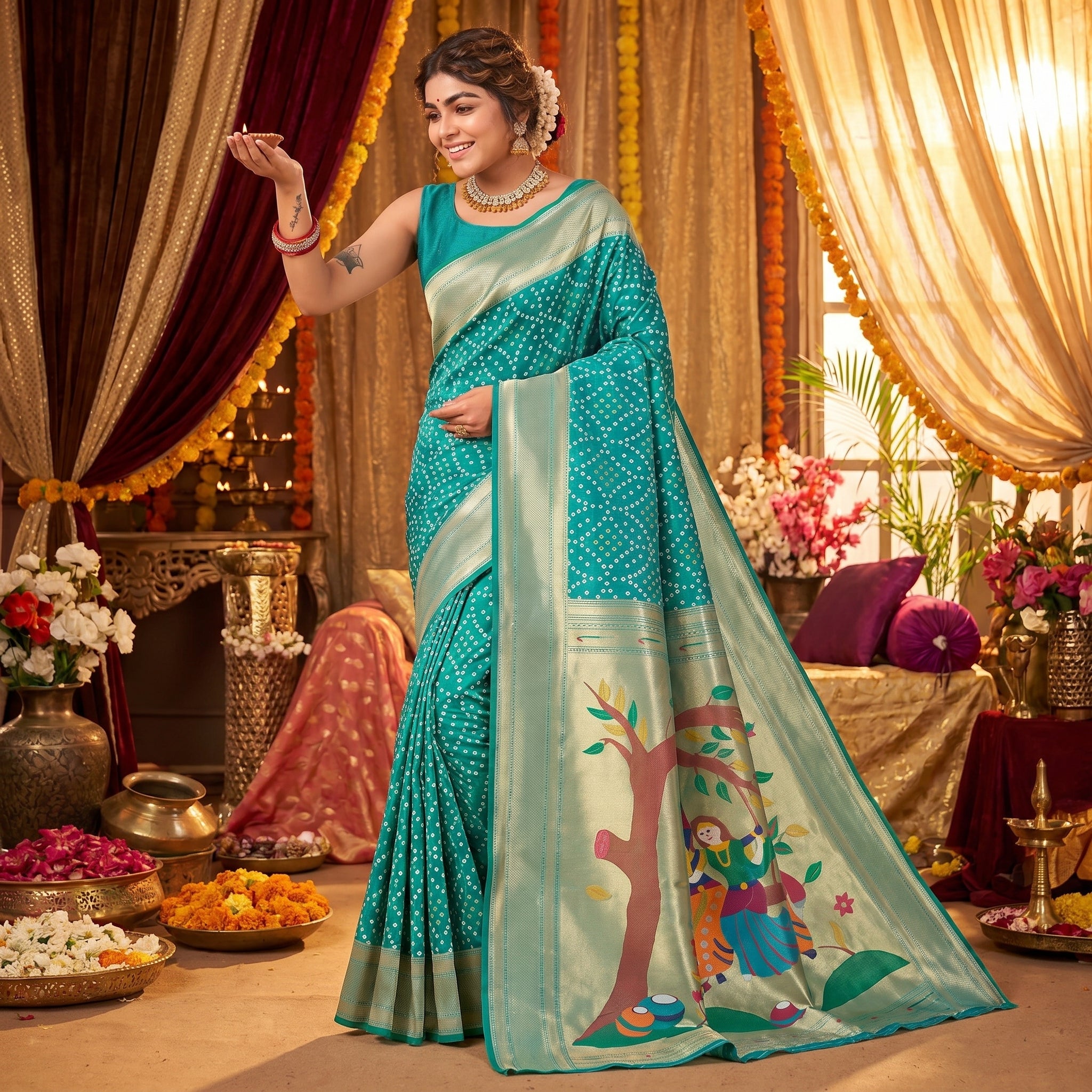 Bandhej Paithani (F) Ready To Wear Pocket Saree