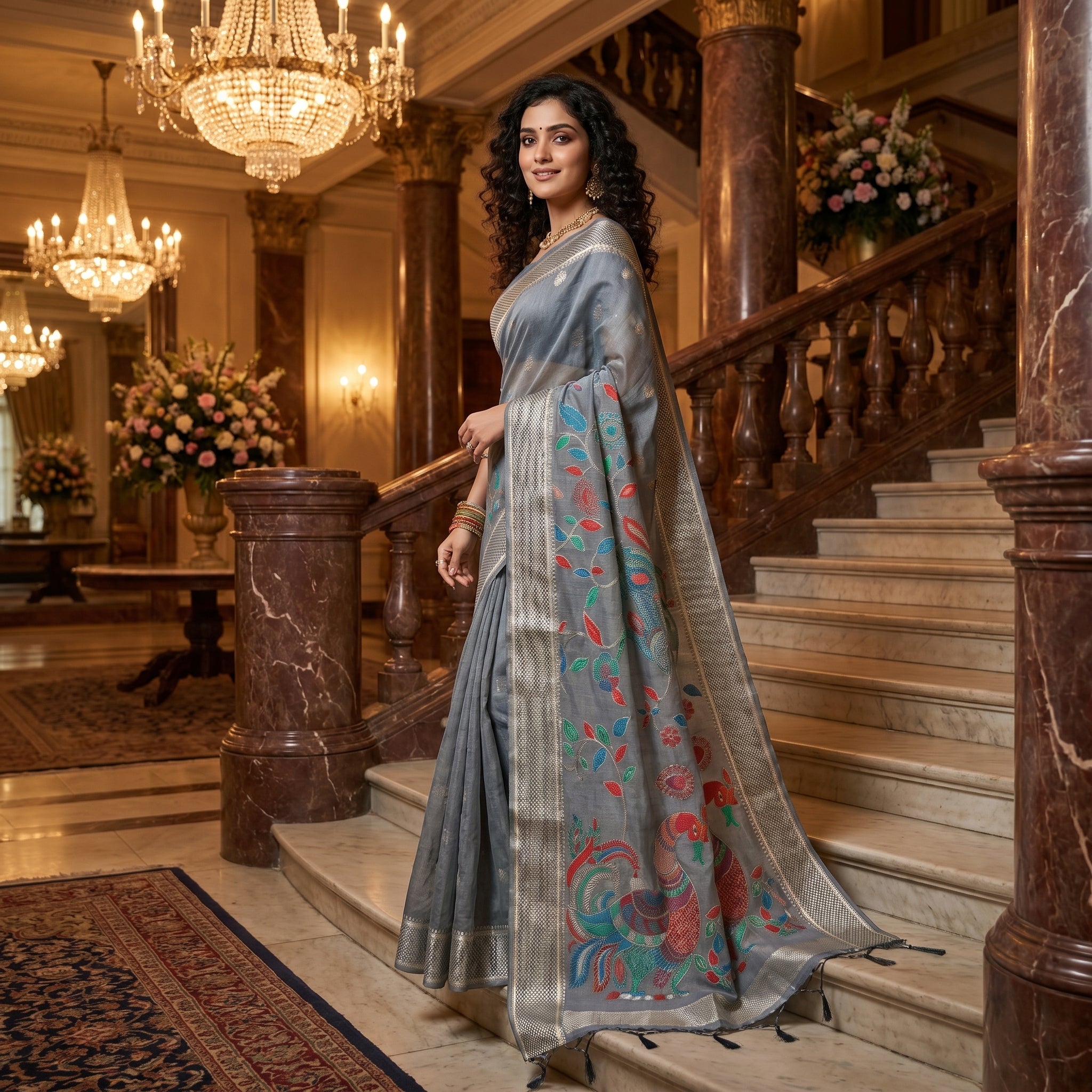 Mayurika Linen Cotton (B) Ready To Wear Pocket Saree