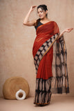 Kota Doria Hand Block Printed Saree