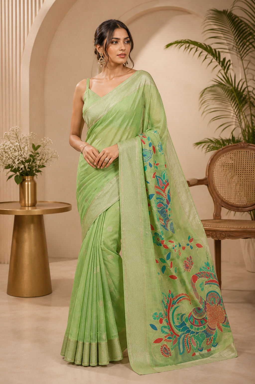 Mayurika Linen Cotton (C) Ready To Wear Pocket Saree