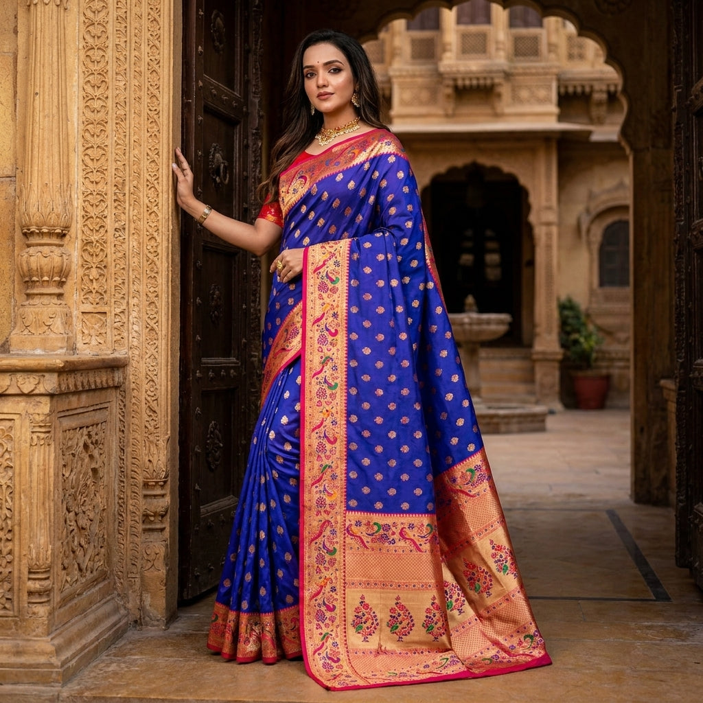 Vihangini Powerloom Paithani Silk (A) Ready To Wear Pocket Saree