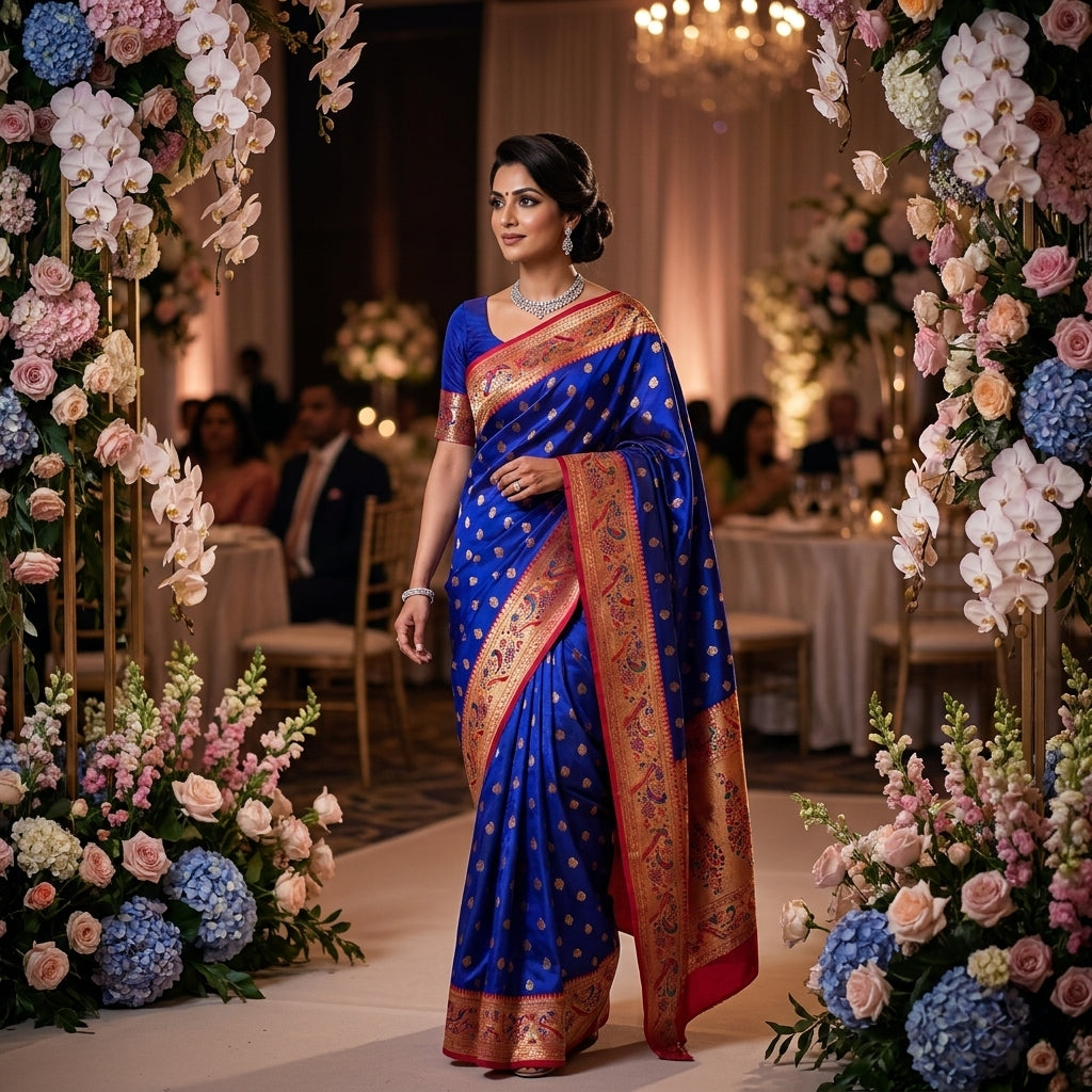 Vihangini Powerloom Paithani Silk (A) Ready To Wear Pocket Saree