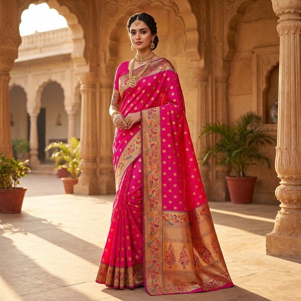 Vihangini Powerloom Paithani Silk (D) Ready To Wear Pocket Saree