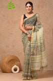 Kota Doria Hand Block Printed Saree