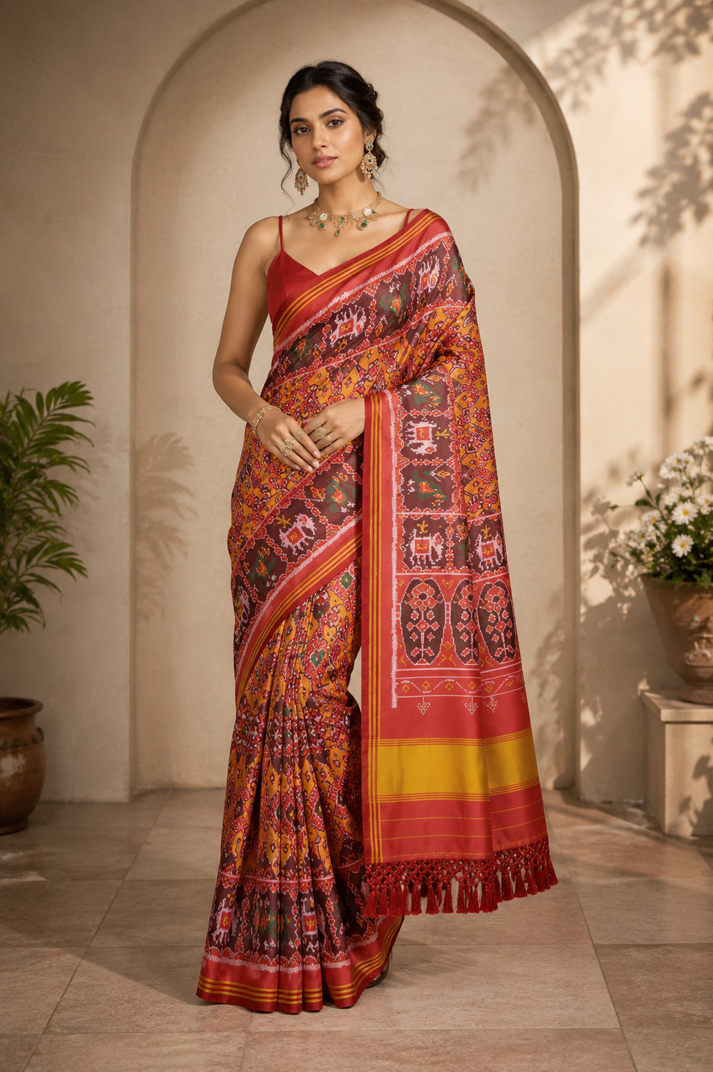 Rivika Patola Silk (A) Ready To Wear Pocket Saree