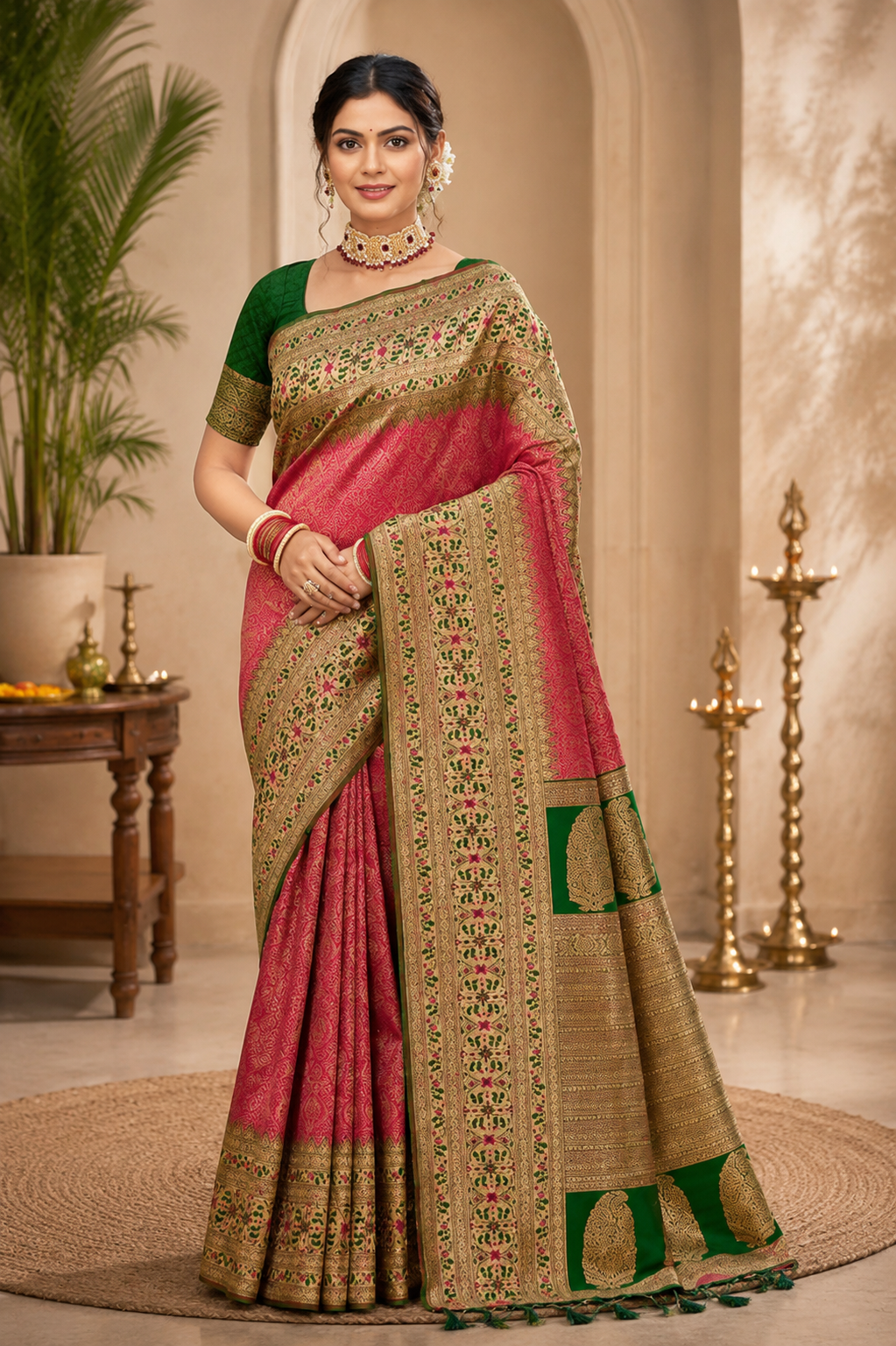 Golden Hour Banarasi Silk Ready To Wear Pocket Saree