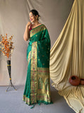 Jade Jewel Powerloom Paithani Silk with Minakari work Ready-To-Wear Pocket Saree