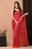 Rani Kota Doria Hand Block Printed Saree