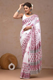 Blooming Blush Mul Cotton Hand Block Printed Ready-to-wear Pocket Saree