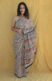 Treasures Mul Cotton Hand Block Printed Saree