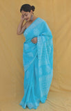 Aqua Aura Mul Cotton Hand Block Printed Ready-to-wear Pocket Saree - Aseem Shakti