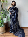 Azure Affair Mul Cotton Hand Block Printed ready-to-wear Pocket Saree