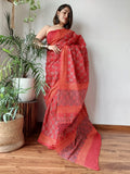 Harvest Hues Mul Cotton Hand Block Printed Saree