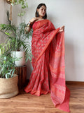 Harvest Hues Mul Cotton Hand Block Printed Saree